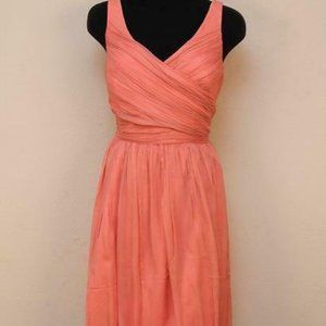J Crew $250 Silk Chiffon Heidi Dress Bright Coral